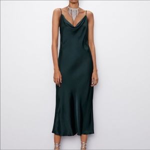Zara Green Slip Dress Size Small